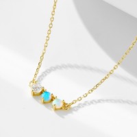 Collier barre en argent sterling 925 avec triple opale et zircon cubique, collier minimaliste avec pendentif opale plaqué or