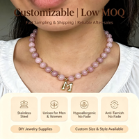 Collares de Moda Personalizados para Mujer, con Cuentas, Chapados en Oro, de Acero Inoxidable, con Colgante de Inicial, Piedra Natural, Cristal, Gema Grande