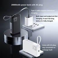 Cargador Portátil TDX TA1 Mini Tipo-C de 20W/15W con Carga Rápida, Alta Capacidad de 20000mAh, Batería de Litio-Polímero, Pantalla Digital y Enchufe Universal AC