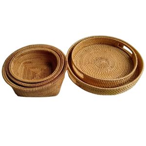 Set di Cesti Portaoggetti <span class=keywords><strong>in</strong></span> Rattan Intrecciato a Mano, Cesto <span class=keywords><strong>per</strong></span> Frutta <span class=keywords><strong>in</strong></span> <span class=keywords><strong>Vimini</strong></span> <span class=keywords><strong>per</strong></span> <span class=keywords><strong>Pane</strong></span>, Snack, Pasticcini, Tavolino da Caffè, Cucina, Arredamento Casa - Product Image 5