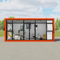 Edificio de Oficinas Modular Prefabricado de 20 Pies con Muro Cortina de Vidrio, Casa Contenedor Pequeña de Bajo Costo para Uso en Talleres y Oficinas