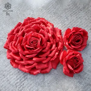 Высококачественные розы, шелковые цветы, 20 см, большая роза, головка, оптовая продажа, искусственные цветочные головки