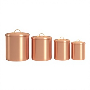 Top Quality Metal Storage Container Rose Gold Color Premium Amazing Design Coffee Sugar Luxury Canister 4 Pcs for Kitchen Decor - Product Image 1