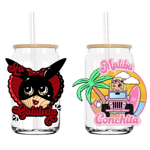 Adesivi Transfer UV DTF La Gatubela <span class=keywords><strong>Conchita</strong></span> Cafecito per Bicchieri Freddi Libbey, Tazze, Tumbler, Impermeabili, per Fai da Te e Artigianato - Product Image 1