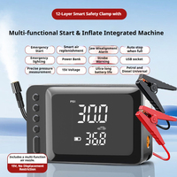 Démarreur de voiture 2-en-1 ABS et gonfleur de pneus à double cylindre avec manomètre et batterie externe d'urgence, écran LCD 12V