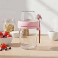 Bocaux en verre pour overnight oats avec séparation sec/humide, préparation de repas, type Mason Jar avec couvercles, compatibles vapeur et alimentaires