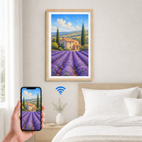 Cadre photo numérique 4K HD de 55 pouces avec affichage d'art NFT et de photos, lecture vidéo Full HD, cadre 100 % en bois massif