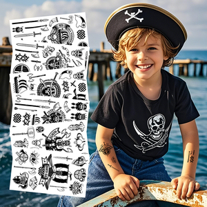 Vui Phim Hoạt Hình Cướp Biển Hình Xăm Màu Trắng Dán Cho Trẻ Em Không Thấm Nước Mồ Hôi Bằng Chứng Tạm Thời Mặt Dùng Một Lần Cơ Thể Ứng Dụng Làm Giấy - Product Image 1