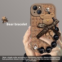 Coque de téléphone en silicone TPU tendance pour femme, style bracelet, motif ours brun et noir mignon, pour iPhone 17 16 15 14 13 12 11 Pro Max Plus