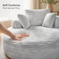 Canapé-lit rond moderne en velours côtelé avec coussins, mobilier multifonctionnel pour salon, chambre d'hôtel, appartement et salle de séjour