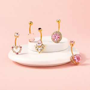 Set de Joyería para Piercing de Ombligo Toposh de Acero Quirúrgico 316L con Garra de Dragón y Cristal Rosa de Moda - Product Image 2