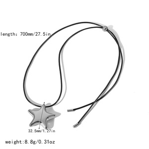 Star Pendant Necklace <b>Titanium</b> Steel 18K Gold Silver Waxed Cord <b>Chain</b> For Women Fashion Jewelry - Product Image 4