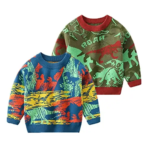 VSCOO-Jersey de punto con estampado de dinosaurio para niños, Jersey de algodón, jacquard, personalizado, de buena calidad