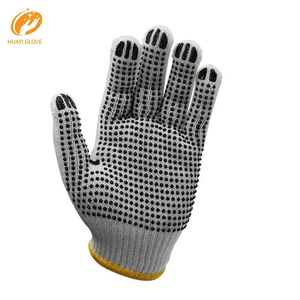 Guantes de seguridad para el trabajo, manoplas de punto de una sola Palma, de PVC, antideslizantes, punteados, color blanco y negro - Product Image 2