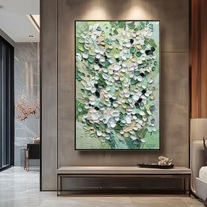 Pintura Texturizada Vertical Abstracta, Flores Vibrantes y Coloridas, Pinturas al Óleo con Textura Gruesa para el Hogar y la Galería - Product Image 4