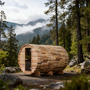 Bờ biển nhà máy giá bán buôn Luxury Red Cedar tắm hơi ngoài trời bằng gỗ Thùng tắm hơi cho 4-6 người ngoài trời phòng tắm hơi - Product Image 1