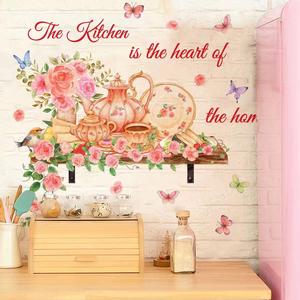 Nuevas Pegatinas de Pared Autoadhesivas con Diseño de Rosas y Mariposas, Color Rosa, para Decoración de Cocina y Mesa - Product Image 4