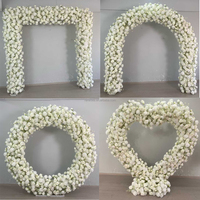 Arche de fleurs en forme de cœur bleue personnalisée avec support, fond de scène de mariage en fleurs artificielles roses, décoration de scène de mariage, arche de fleurs en forme de cœur