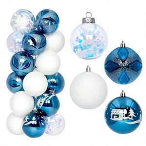 Nueva Tendencia en Decoración Navideña: Bolas Transparentes Personalizadas en Blanco y Verde Azulado, con Textura Espiral, Resistentes a los Golpes, para Colgar en el Árbol, 2026 - Product Image 1