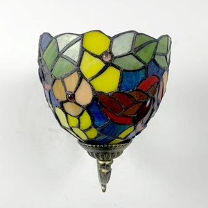 LongHuiJing Vintage Tiffany Style Stained Glass Wall Sconce Flower Wall Lamp Fixture - Product Image 3