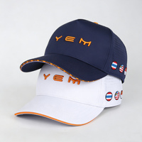 Casquette de baseball sportive en maille respirante imperméable en polyester à deux tons avec patch en caoutchouc 3D à 5 panneaux avec logo personnalisé