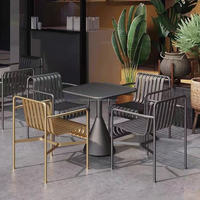 Ensemble table et chaises en aluminium pour café en plein air, salon de thé, cour, balcon, jardin, résistant à l'eau et au soleil