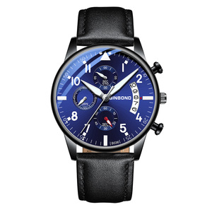 นาฬิกาข้อมือควอตซ์บางสำหรับผู้ชาย Hannah Martin 151 Bauhaus สีน้ำเงินเข้ม พร้อมปฏิทิน ระบบจักรกลญี่ปุ่น กันน้ำ - Product Image 5