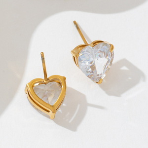 Модные оптовые серьги из нержавеющей стали с цирконами в форме сердца, инкрустированные крапановой закрепкой, высококачественные ювелирные изделия оптом 2026 года - Product Image 5