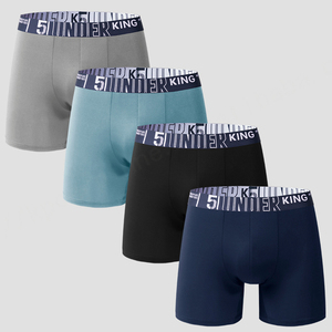 Ropa interior deportiva de secado rápido personalizada para hombre al por mayor de fábrica, baúl elástico transpirable con estampado de logotipo, pantalones cortos de tela ODM - Product Image 3