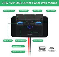 Prise USB 12V pour camping-car, 108W, double USB-C 36W et double port QC 3.0 18W, chargeur de voiture, accessoires pour voiture, bus, camping-car, camion