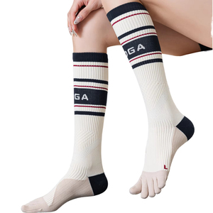 Women's Five-Toe Sports Compression <b>Socks</b> – Non-Slip Crew Cuff Knitted <b>Long</b> Elastic Calf Fitness Casual Yoga - Product Image 1