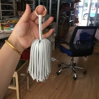 Sjzmm Pompons en cuir véritable de haute qualité, super épais, 14 cm de long avec anneau, pompon en cuir de vachette pour accessoires de sac