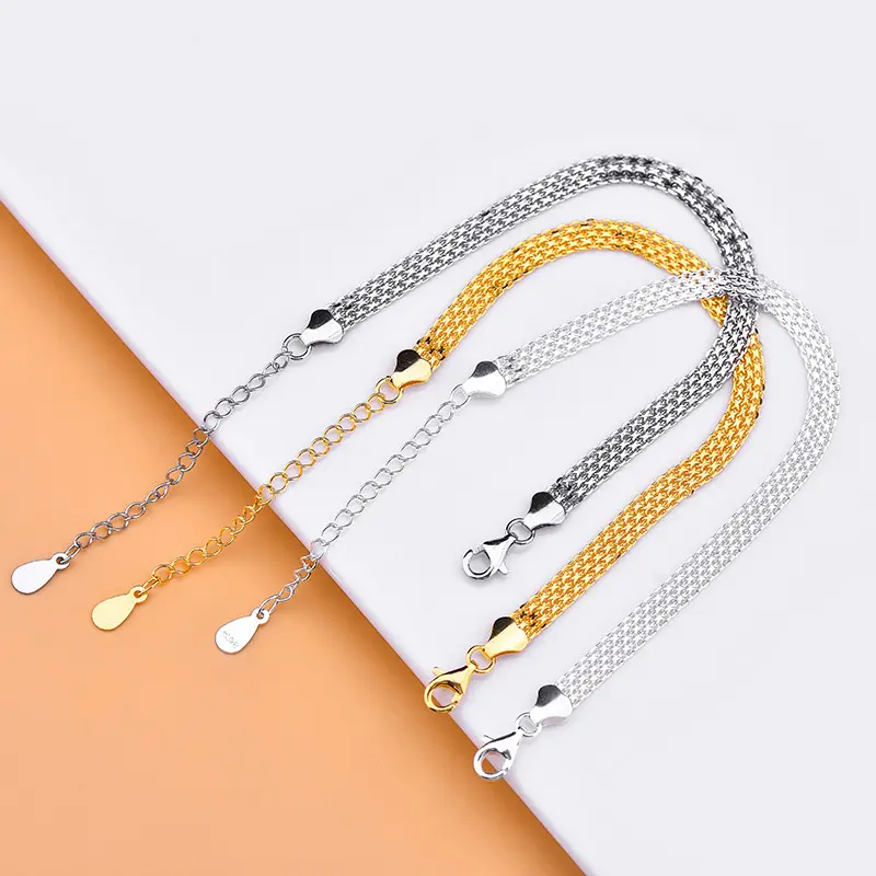 INS Versatile semplice tessitura braccialetto s925 argento Sterling orologio catena braccialetto gioielli fatti a mano accessori fai da te