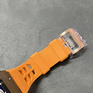 Reloj Mecánico de Hombre Top Rm con Forma de Barril, Correa de Goma Naranja, Esfera con Tema Espacial 3D, Caja de Metal Mate, Reloj Deportivo de Lujo y Moda - Product Image 5