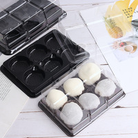 Boîte alimentaire rectangulaire transparente en PET personnalisable pour 6 pâtisseries feuilletées au jaune d'œuf, garniture de mochi neige de beauté à la viande séchée, épaisseur personnalisable