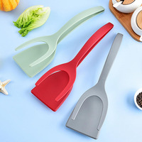 Spatule à crêpes en silicone flexible avec pince à pain intégrée, spatule de cuisine pour la cuisson des toasts, des omelettes et des pâtisseries