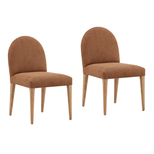 Chaises de salle à manger nordiques modernes en bois massif avec assise rembourrée, lot de 2 - Product Image 1