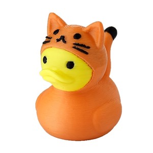 Figurine de chat et de canard mignons en plastique, jouet animal orange pour le bain et la décoration - Product Image 2