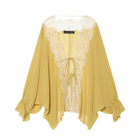 PB&ZA Femme 2026 Nouvelle Collection Été Blouses Chic en Dentelle Asymétriques Décontractées Ample Manches Longues Transparents Chemises Féminines Tops Tendance