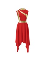 Robes de danse lyrique modernes pour femmes, taille adulte, robe de danse lyrique rouge pour filles, vêtements de danse, robe de danse liturgique pour concours