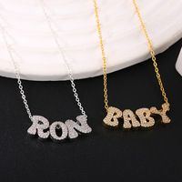 Bracelets à pendentif initial en dropshipping avec lettres bulles pavées en CZ, chaîne à maillons en cuivre personnalisable avec nom, pour femmes, cadeaux de fête