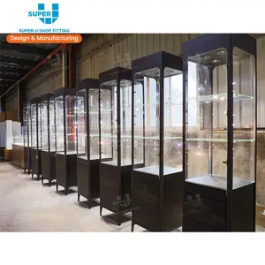 Custom Glass Display Tower Commercial Retail Store Furniture Cabinet China Manufacturers Display Case with Shelves Design