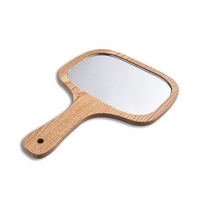 Contracted Design Cosmetic Handheld Custom Logo Hand Held <b>Compact</b> Make up Wooden <b>Mirror</b> - Product Image 1