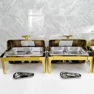 Juego de Catering de Acero Inoxidable Dorado de Lujo de 9L, Olla Eléctrica Interior Caliente, Servidor de Buffet para Bodas, Hotel, Suministro de <span class=keywords><strong>Alimentos</strong></span> - Product Image 5