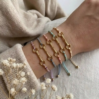 Wasserdichtes 18K Vergoldetes Snaffle-Bit-Armband Verstellbares Boho Reitsport Miyuki Perlen Pferde-Charm Damen Geschenk