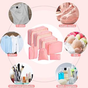 7pcs nén đóng gói hình khối trực quan hành lý lưới du lịch lưu trữ Organizer Set thuận tiện xách tay Trọng lượng nhẹ Vali túi - Product Image 6