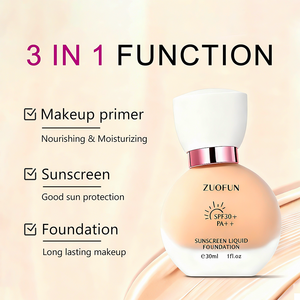 Fond de teint écran solaire 3 en 1, logo personnalisé OEM, marque privée, longue durée, imperméable, mat, couvrance totale, fond de teint liquide - Product Image 3