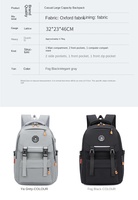 Sac à dos d'école pour ordinateur portable, étanche, avec fermeture éclair USB, 20-39L, tendance, cool, pour étudiants, avec logo personnalisé, Oxford College Student New Designer