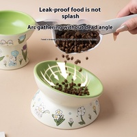 Vente en gros de bol écologique en céramique pour chien et chat avec dentelle de lapin vert bol d'eau anti-choc menton noir pour animaux de voyage en plein air