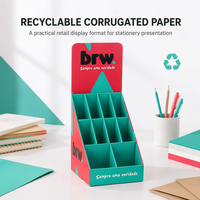 Boîte de présentation de comptoir en carton ondulé personnalisée avec séparateurs, présentoir pour produits en papier pour papeterie, vente au détail et en gros